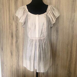 BCBGMaxAzria Sheer Ruffled Sleeve Blouse